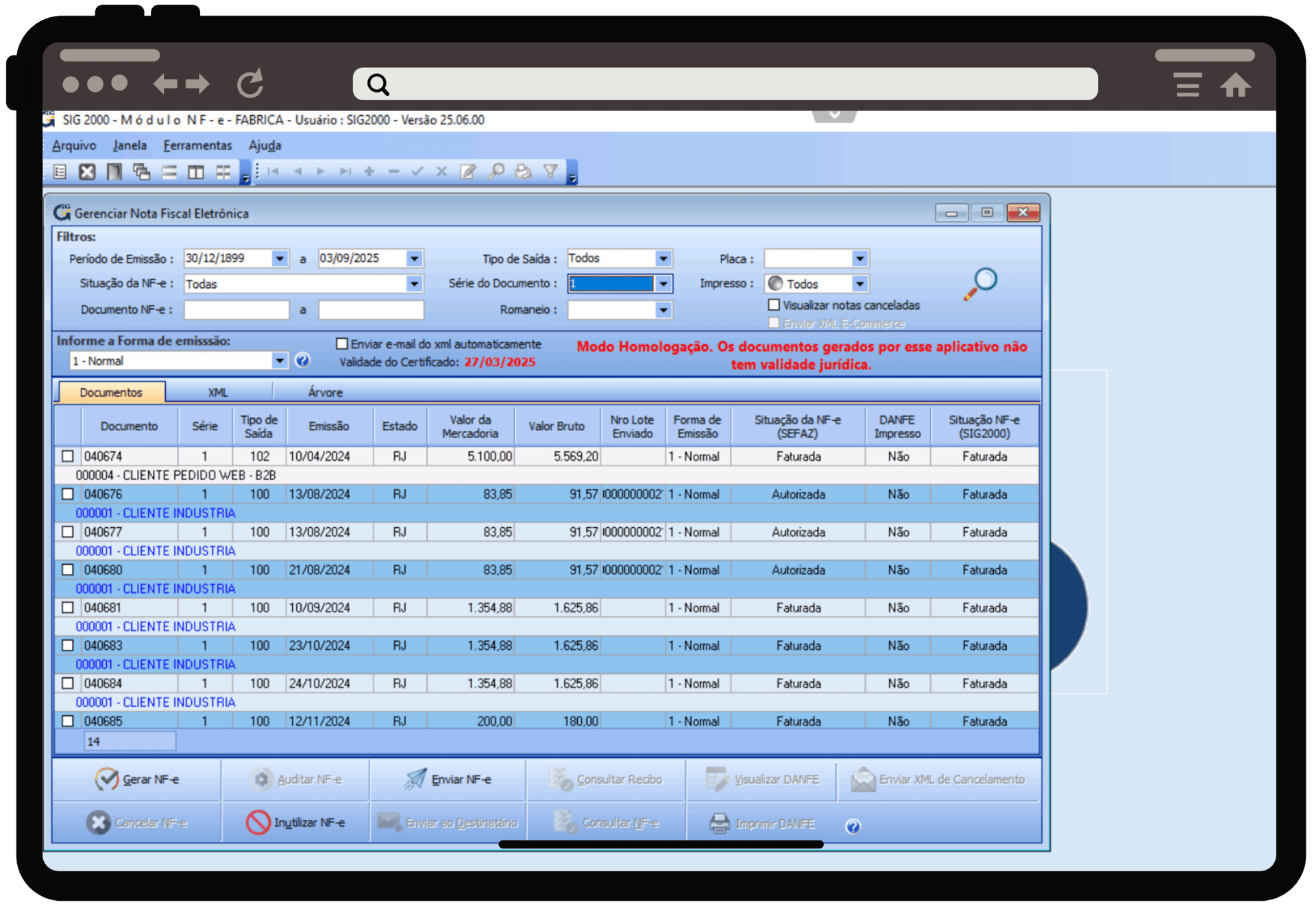 ERP SIG 2000 - Emissão de Notas Fiscais
