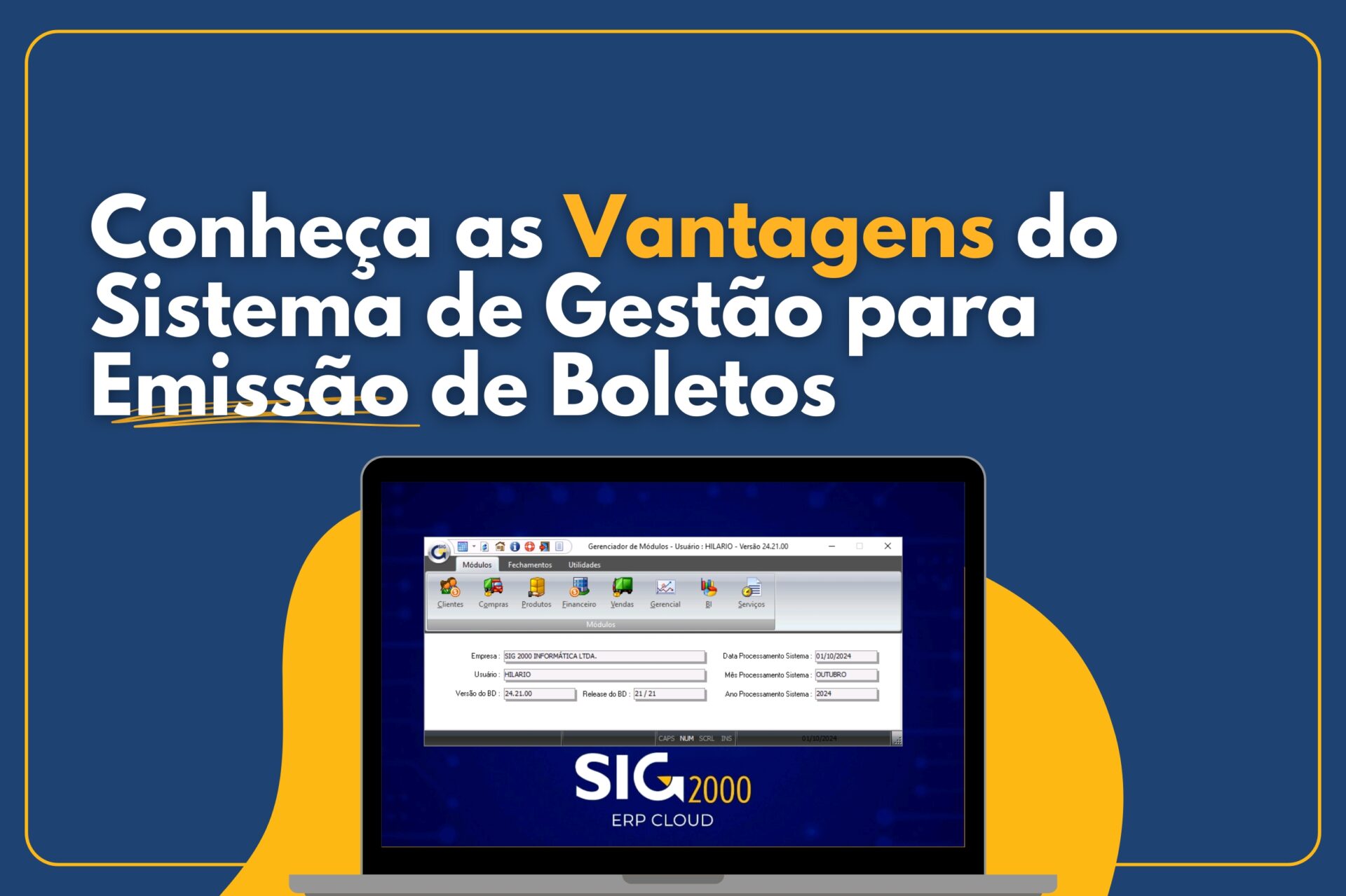 mostrar a tela inicial do ERP da SIG2000